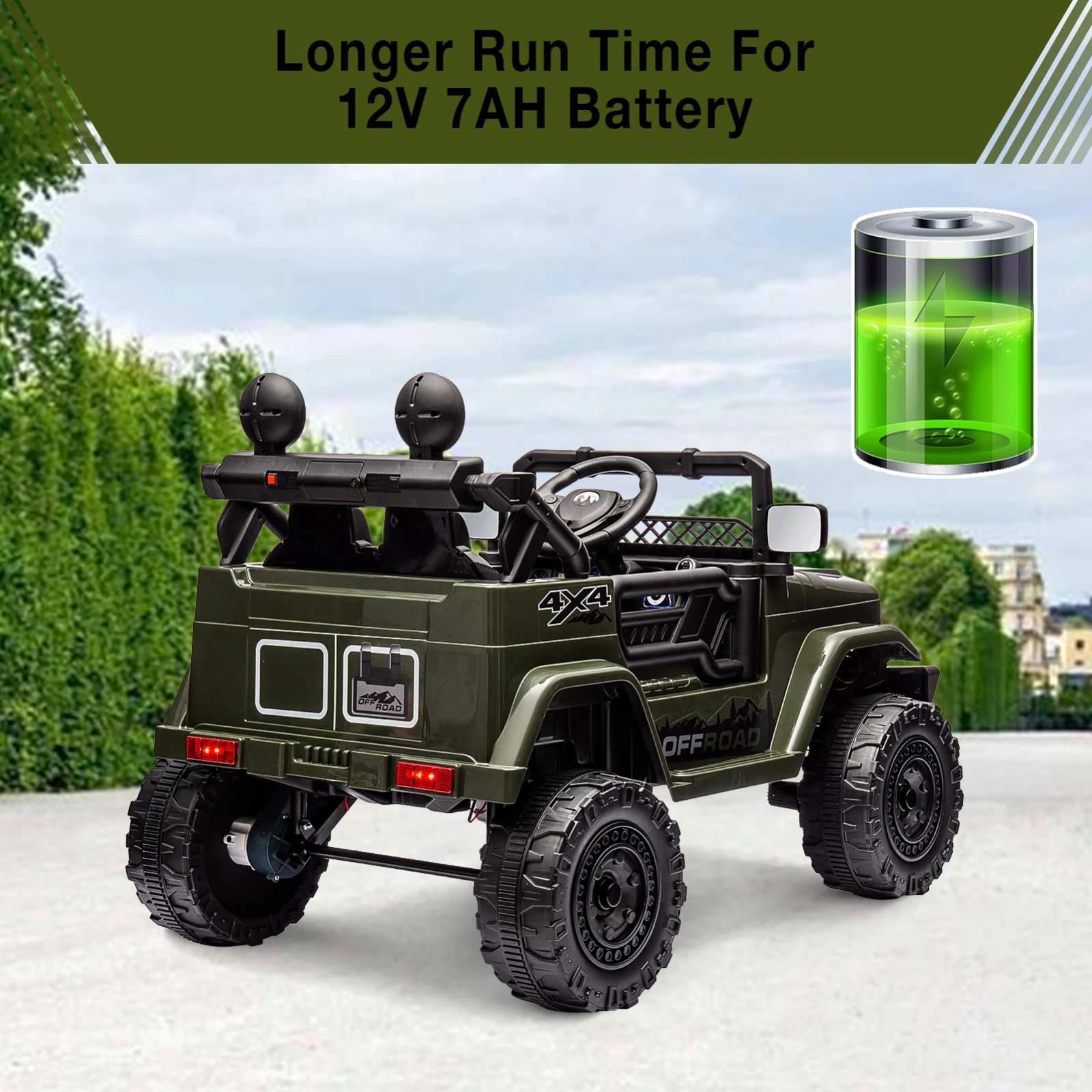 Remote Control Jeep Power Wheels 12V Kids Ride On Truck for 3-8 years Birthday Gifts