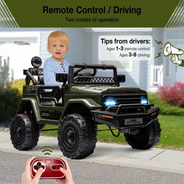 Remote Control Jeep Power Wheels 12V Kids Ride On Truck for 3-8 years Birthday Gifts - Image 4