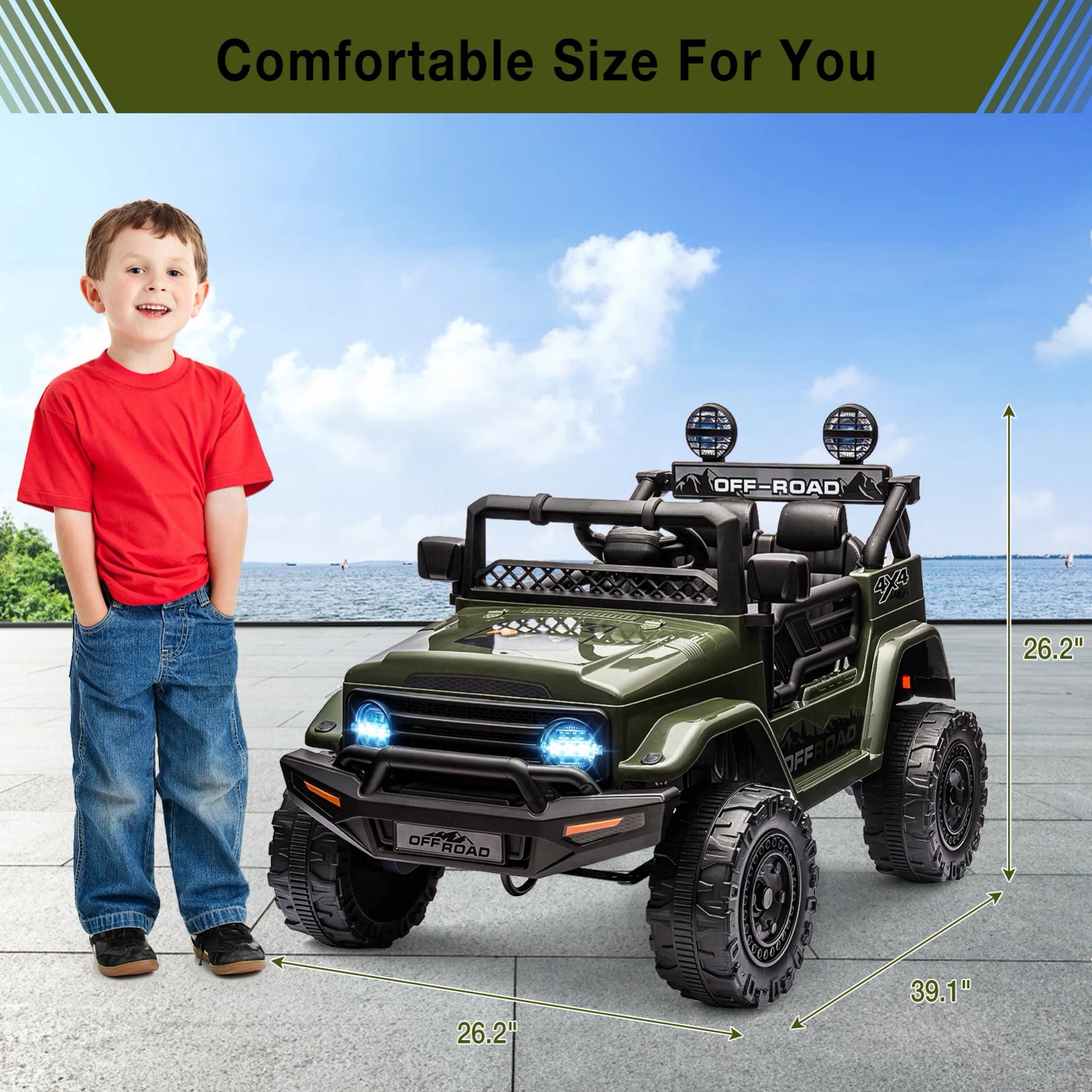 Remote Control Jeep Power Wheels 12V Kids Ride On Truck for 3-8 years Birthday Gifts