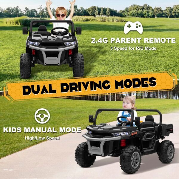 Remote Control Truck for Kids – 24V Ride On Dump Truck, 2 Seater RC Truck with Music and Headlights - Image 4