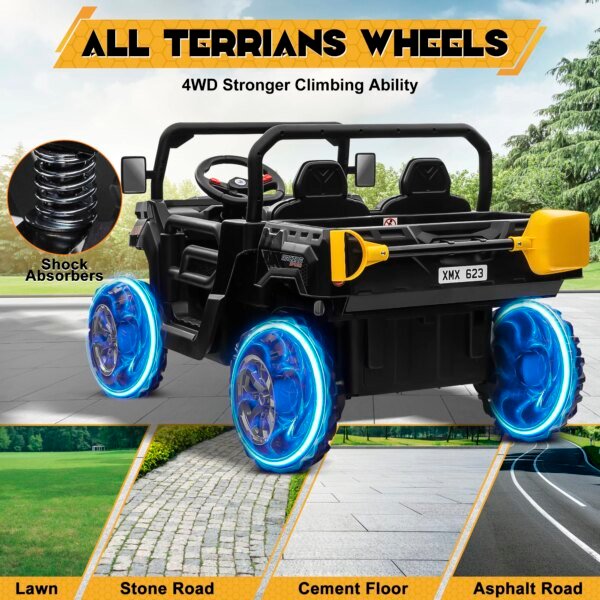 Remote Control Truck for Kids – 24V Ride On Dump Truck, 2 Seater RC Truck with Music and Headlights - Image 5
