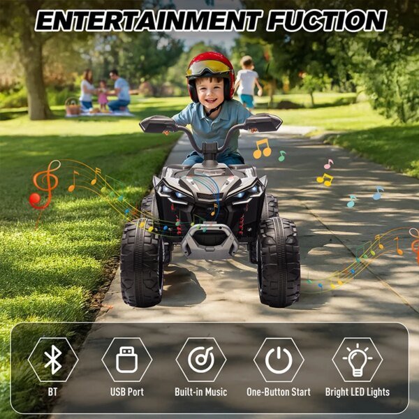 24V Power Wheels Ride-On ATV Car – Kids Electric 4-Wheeler Toy Car with Spring Suspension - Image 4